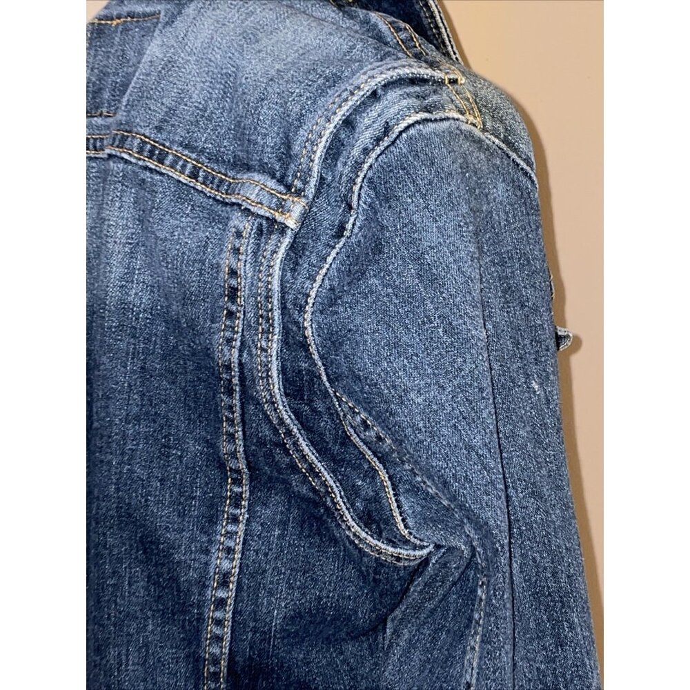 Levis Trucker Jean Jacket Blue Denim Jean Medium Wash Pockets Sz Junior Large - Picture 4 of 7